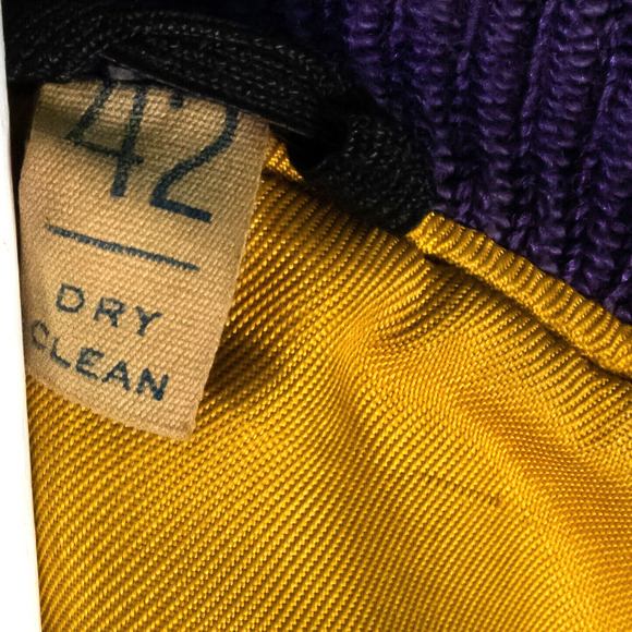 VTG 1960s Butwin Purple Gold Leather & Wool Letterman Jacket 42 - Picture 8 of 16